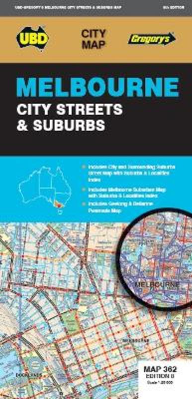Melbourne City Streets & Suburbs Map 362 8th ed by UBD Gregory's - 9780731933235