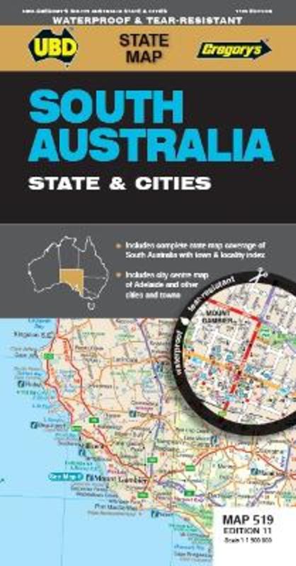 South Australia State & Cities Map 519 11th ed waterproof by UBD Gregory's - 9780731933242