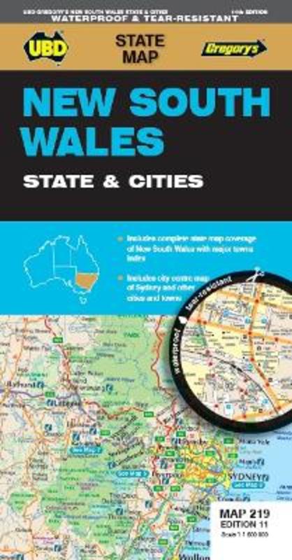 New South Wales State & Cities Map 219 11th ed waterproof by UBD Gregory's - 9780731933273