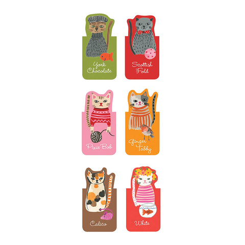 Cool Cats Magnetic Bookmarks - Set of 6