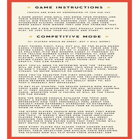 Overrated/Underrated Social Game