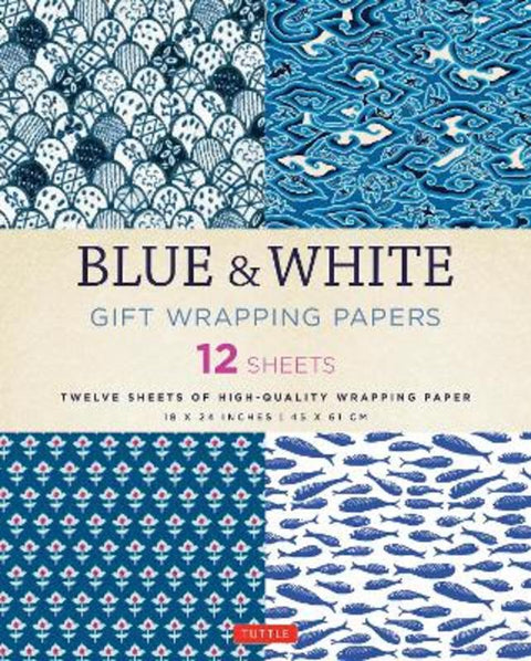 Blue & White Gift Wrapping Papers - 12 Sheets from Tuttle Studio - Harry Hartog gift idea