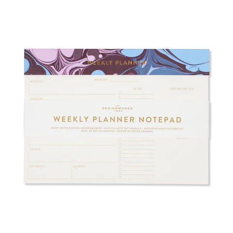 Weekly Planner Notepad - Burgundy Sky Marbling