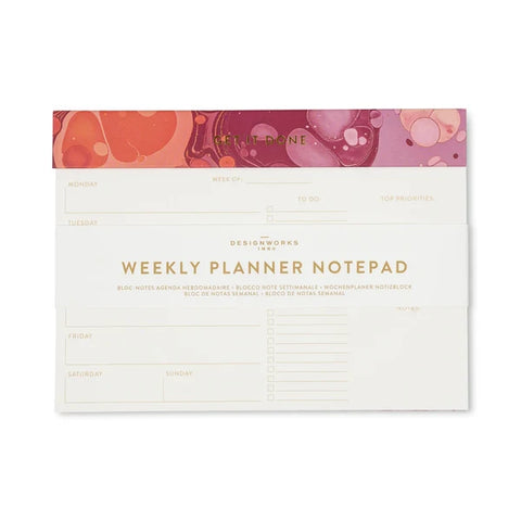 Weekly Planner Notepad - Cherry Peach Marbling
