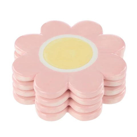 Pink Flower Coasters - Set of 4