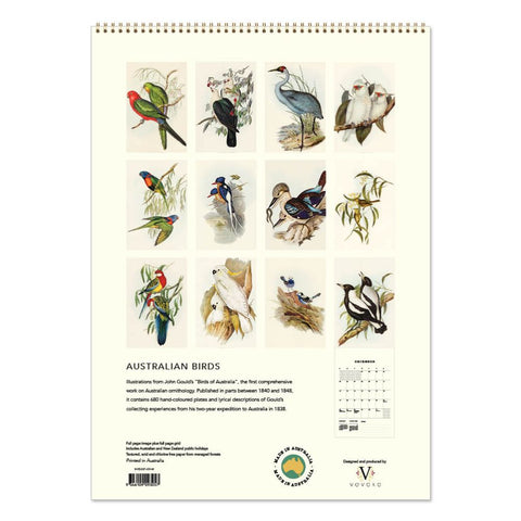 Australian Birds John Gould Calendar 2027