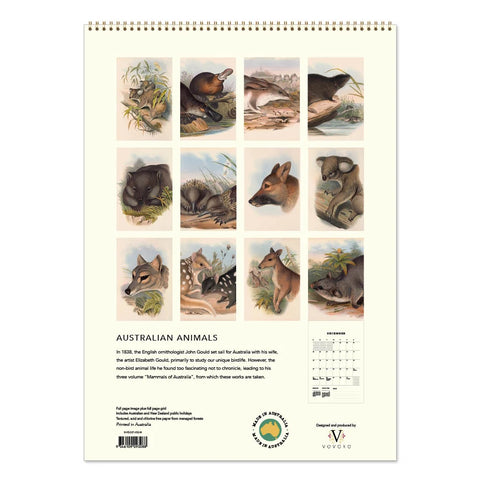 Australian Animals John Gould Calendar 2027