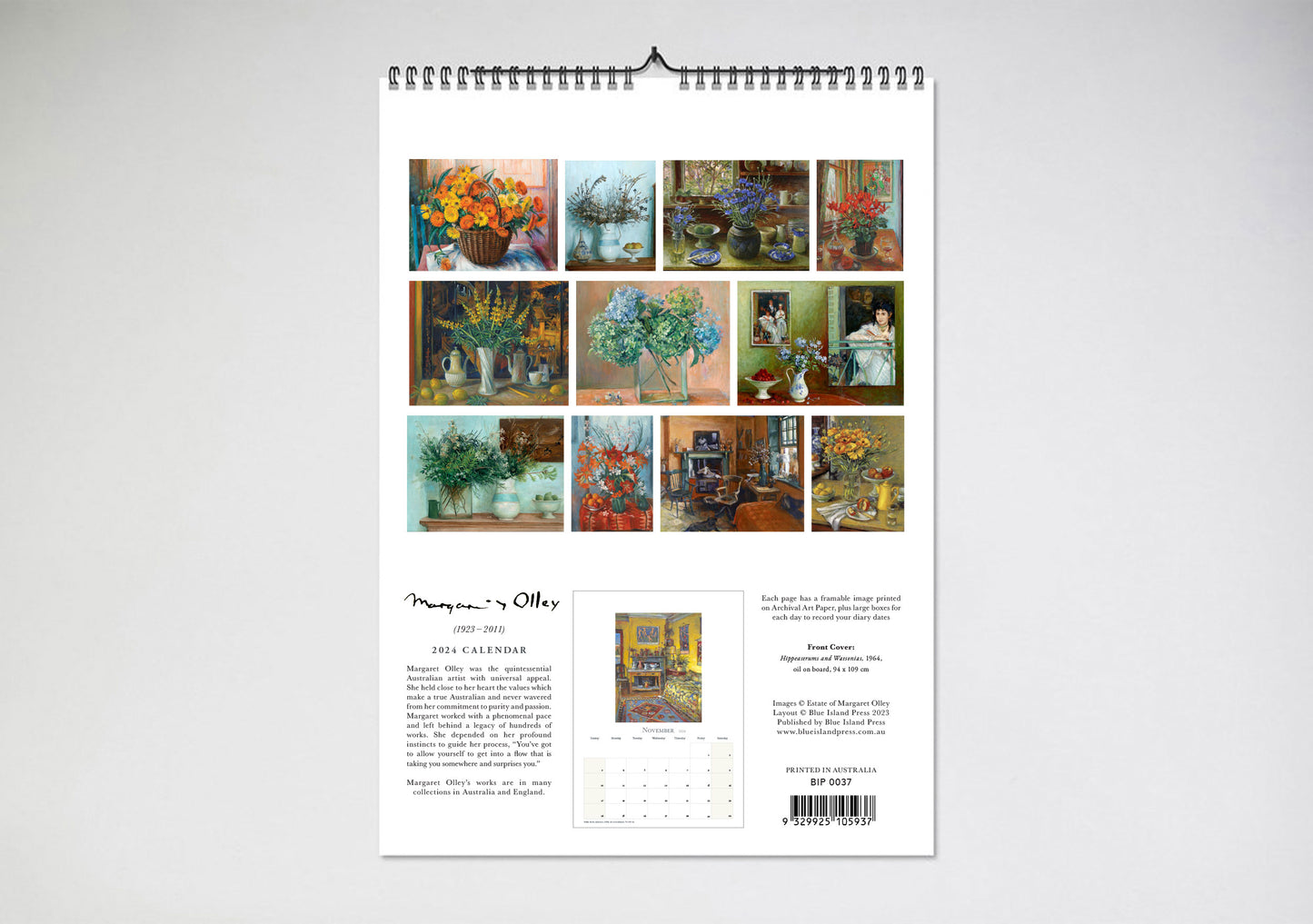 2024 Margaret Olley Floral Wall Calendar
