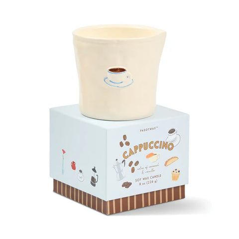 Bistro 8oz Ceramic Candle with Embossed Cappuccino