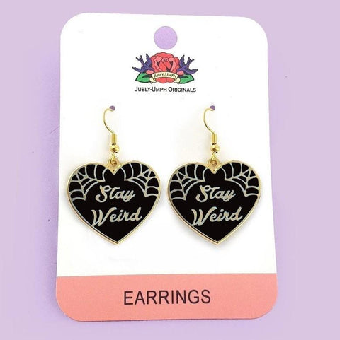Stay Weird Earrings Black