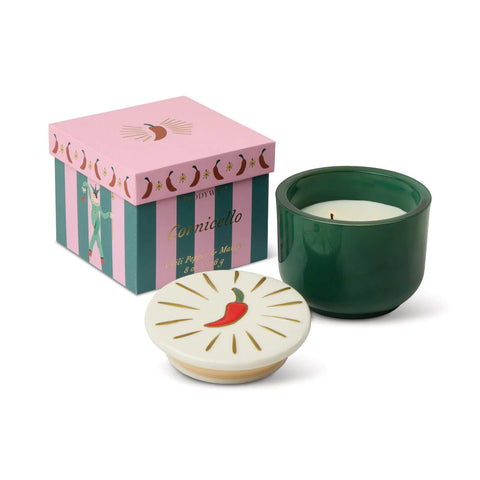 Bistro 8oz Ceramic Candle with Embossed Chili Pepper & Mango