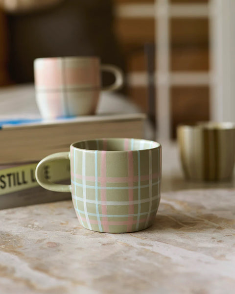 Sage and Blush Check Mug | Cat's Pyjamas