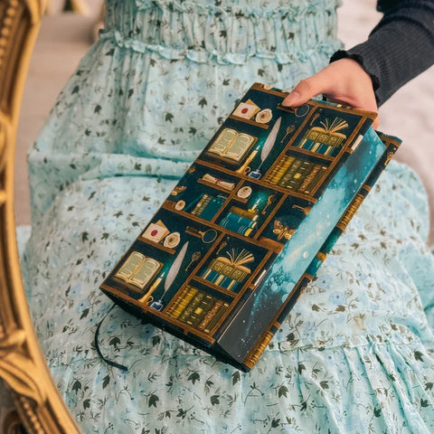 Dark Academia Teal Fabric Dust Jacket Large