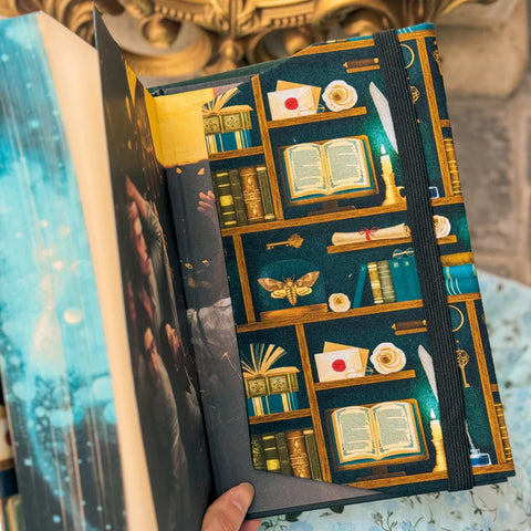 Dark Academia Teal Fabric Dust Jacket Large