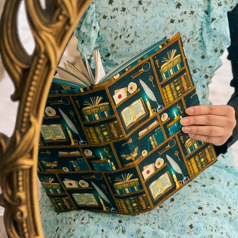 Dark Academia Teal Fabric Dust Jacket Small