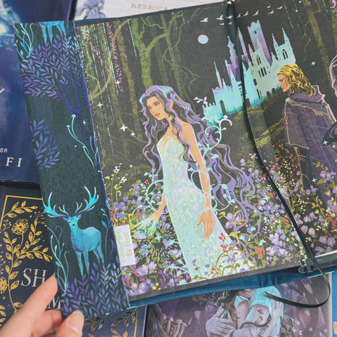 Enchanted Forest Teal Fabric Dust Jacket Small