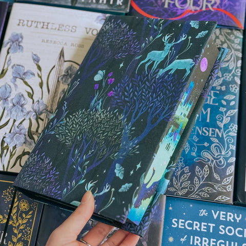 Enchanted Forest Teal Fabric Dust Jacket Small