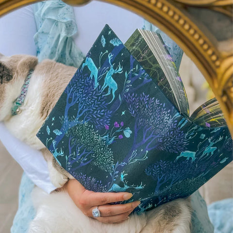 Enchanted Forest Teal Fabric Dust Jacket Large