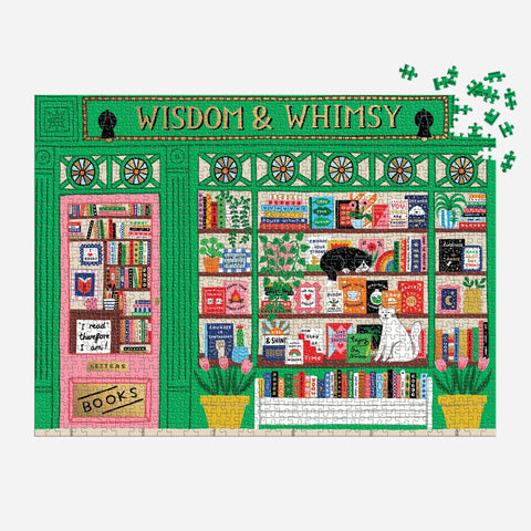 Wisdom and Whimsy Bookshop Foil Puzzle 1000pc