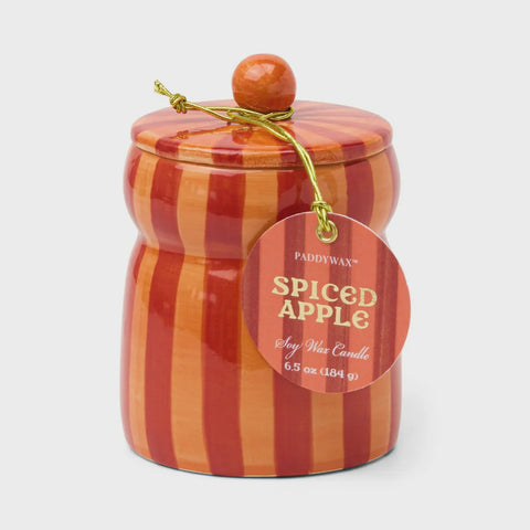Spiced Apple Cabana Candle | Red & Coral Stripe | 6.5oz