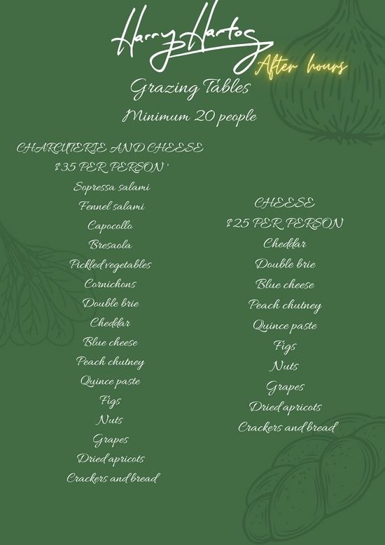 Café Harry Hartog Afterhours Menu