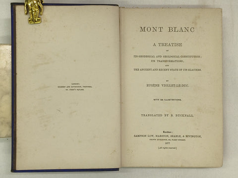 Mont Blanc: A Treatise (First Edition)