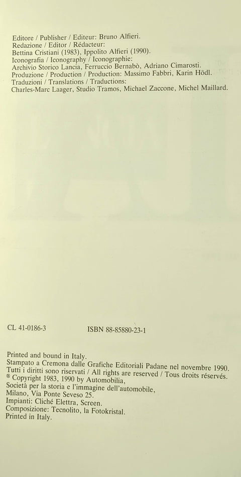 Lancia: Catalogue Raisonne, 1907-1990 (First Edition)