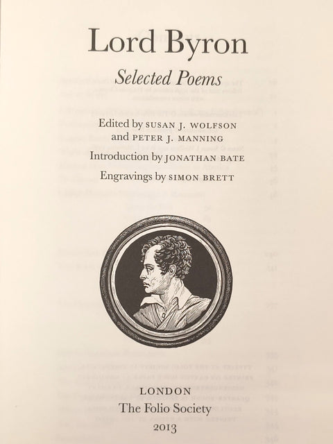 Lord Byron: Selected Poems (First Folio Edition)