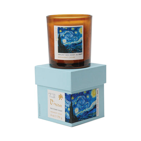 Impressionist Candle | The Starry Night - Vincent Van Gogh | Amber Glass