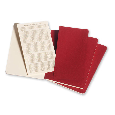 Cahier Notebook - Set of 3 - Plain - Pocket - Cranberry Red
