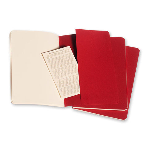 Cahier Notebook - Set of 3 - Plain - Large - Cranberry Red