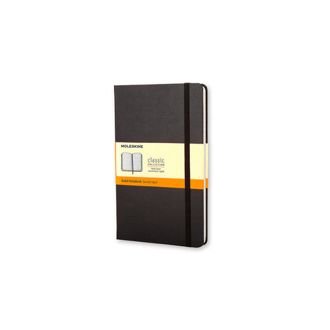Classic Hard Cover Notebook - Ruled - Pocket - Black