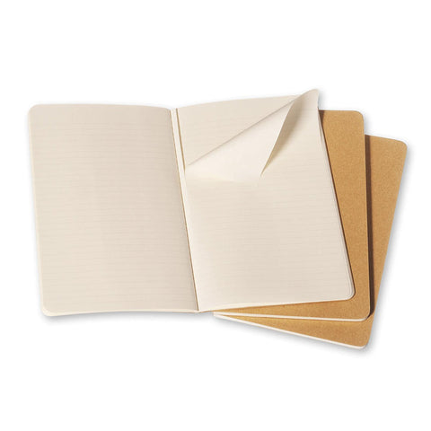 Cahier Notebook - Set of 3 - Ruled - Pocket - Kraft