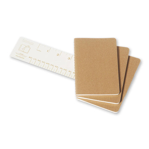 Cahier Notebook - Set of 3 - Ruled - Pocket - Kraft