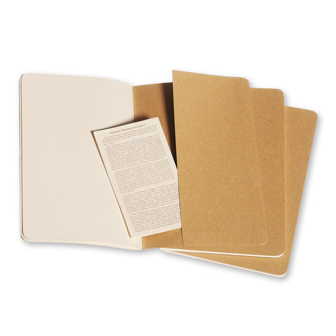 Cahier Notebook - Set of 3 - Plain - Large - Kraft