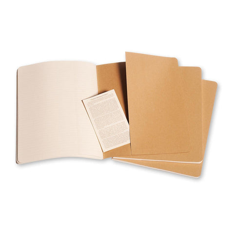 Cahier Notebook - Set of 3 - Ruled - Extra Large - Kraft