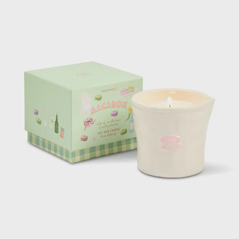 Bistro 8oz Ceramic Candle with Embossed Macaron