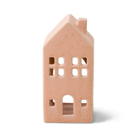 Pink Ceramic Holiday Townhouse Incense Burner | Persimmon Chestnut Incense Cones | 20pc.