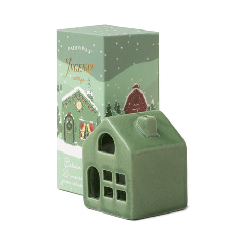 Green Ceramic Cottage Incense Burner | Balsam & Fir Incense Cones | 20pc.