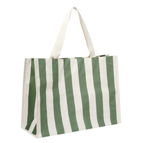 Carryall Beach Bag - The Vacay - Olive Stripe
