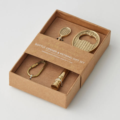 Tennis Racquet Bottle Opener & Keyring Set