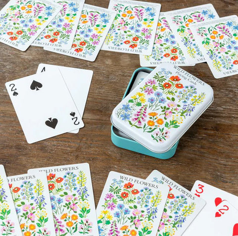 Wild Flowers Playing Cards in a Tin