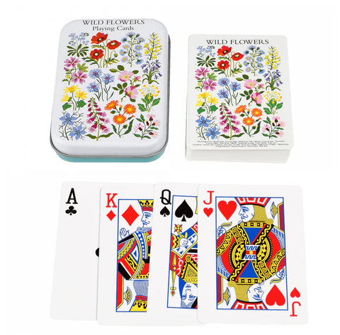 Wild Flowers Playing Cards in a Tin