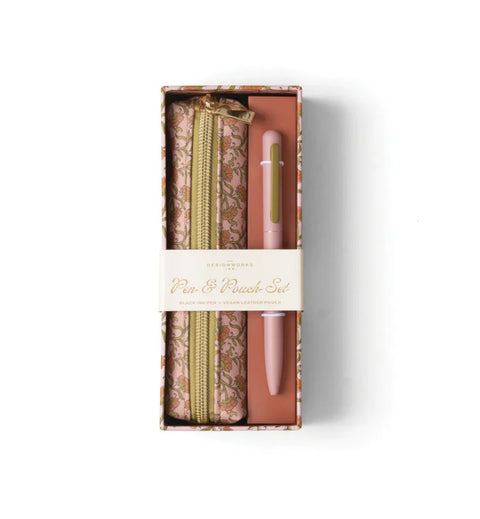 Pen & Pouch Set | Pink Vintage Floral