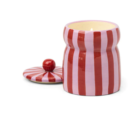 Pink Peppermint Cabana Candle | Red & Pink Stripe | 6.5oz