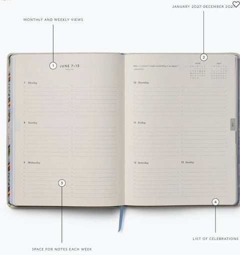 2027 Weekly Embroidered Bookbound Planner - Heritage Sampler