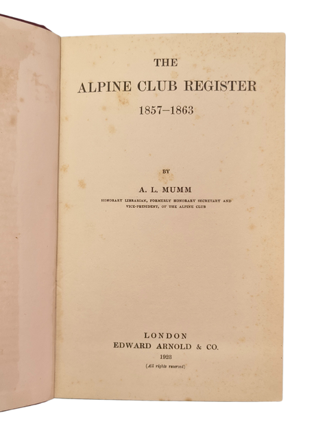 The Alpine Club Register (3 Volumes, First Editions)