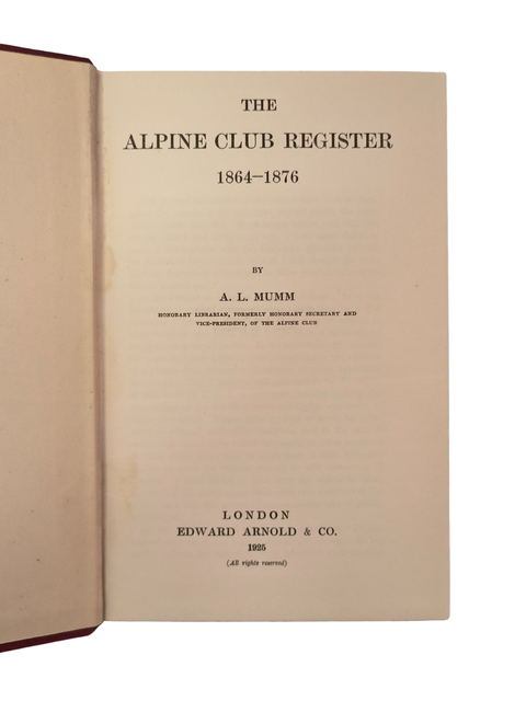 The Alpine Club Register (3 Volumes, First Editions)