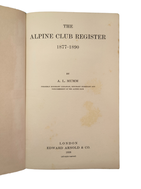 The Alpine Club Register (3 Volumes, First Editions)