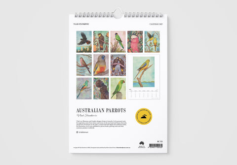Vlad Stankovic Australian Parrots 2027 Wall Calendar